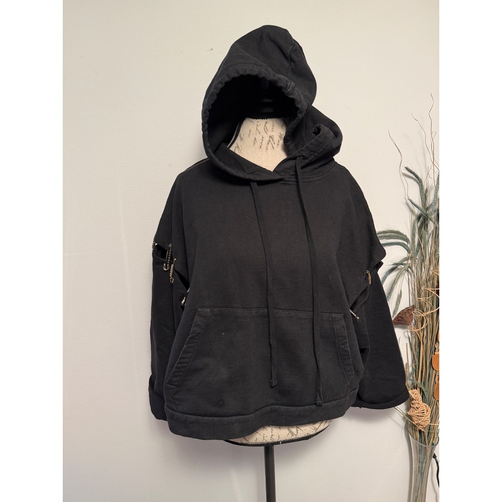 The Kooples Black‎ Safety Pin Cutout Hoodie unisex Size 2 oversized
